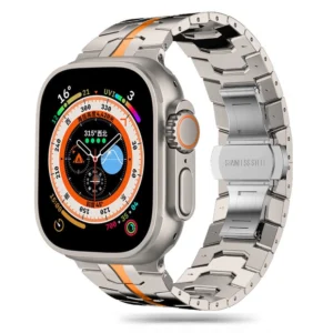 Tech-Protect Stainless Line Bracelet for Apple Watch 4 / 5 / 6 / 7 / 8 / 9 / SE / Ultra 1 / 2 (42/44/45/49 mm) - Titanium Orangeeng