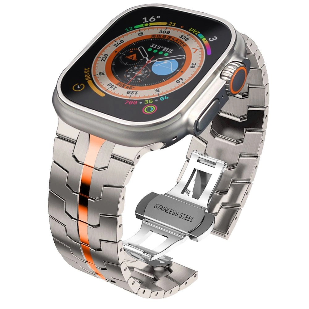 Tech-Protect Stainless Line Bracelet for Apple Watch 4 / 5 / 6 / 7 / 8 / 9 / SE / Ultra 1 / 2 (42/44/45/49 mm) - Titanium Orangeeng