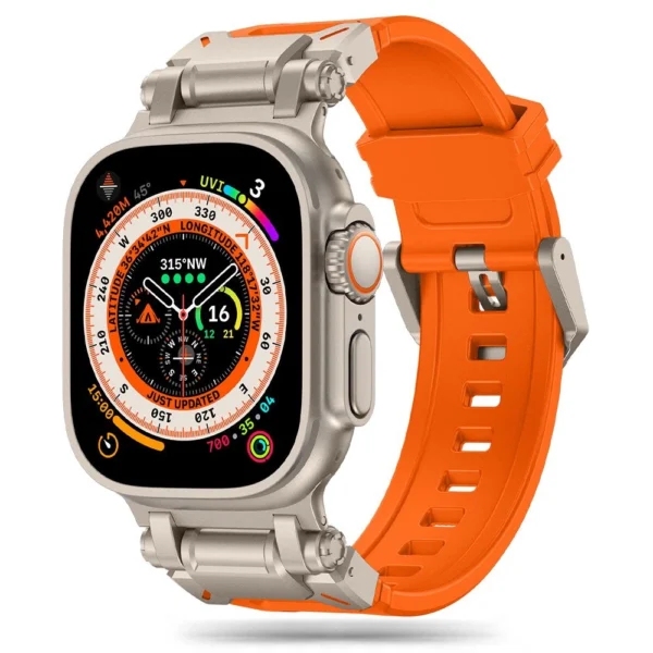 Tech-Protect Delta Pro Strap for Apple Watch 4 / 5 / 6 / 7 / 8 / 9 / SE / Ultra 1 / 2 (42/44/45/49 mm) - Titanium Orangeeng