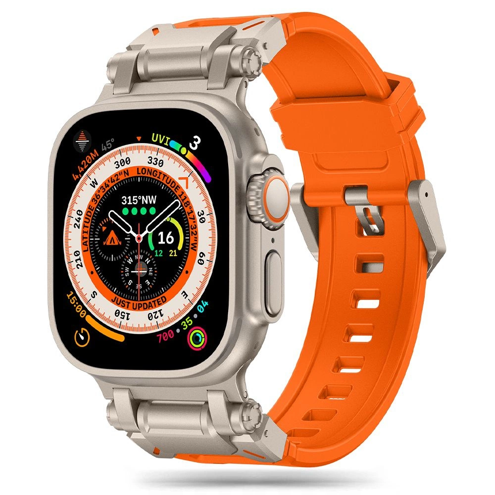 Tech-Protect Delta Pro Strap for Apple Watch 4 / 5 / 6 / 7 / 8 / 9 / SE / Ultra 1 / 2 (42/44/45/49 mm) - Titanium Orangeeng