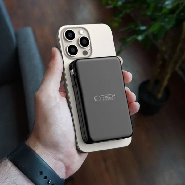 Tech-Protect LifeMag PB31 Power Bank with MagSafe 10000mAh 15W USB-C / USB-A / Built-in USB-C / Lightning Cables - Blackeng