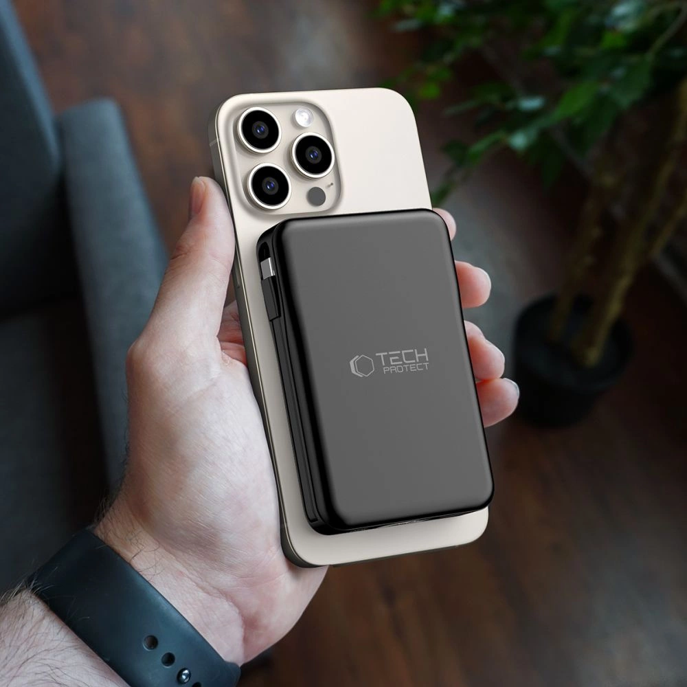 Tech-Protect LifeMag PB31 Power Bank with MagSafe 10000mAh 15W USB-C / USB-A / Built-in USB-C / Lightning Cables - Blackeng
