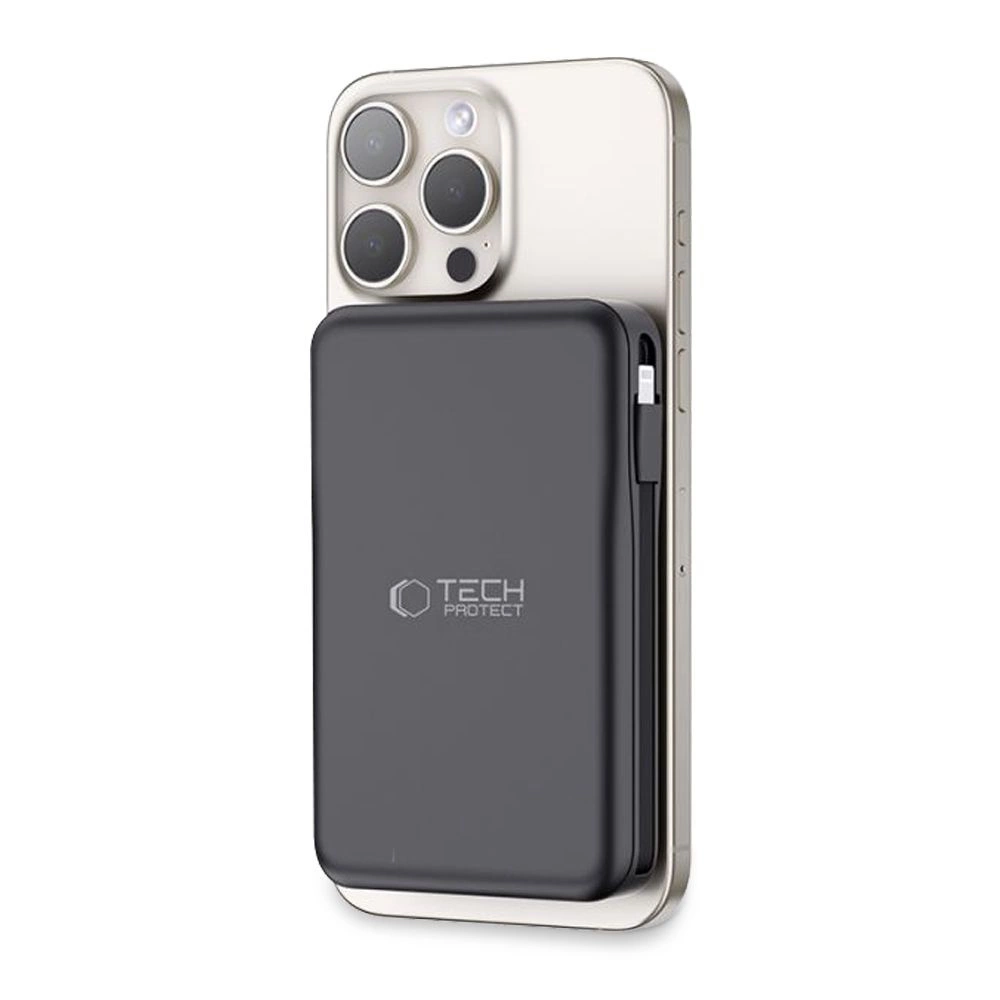 Tech-Protect LifeMag PB31 Power Bank with MagSafe 10000mAh 15W USB-C / USB-A / Built-in USB-C / Lightning Cables - Blackeng