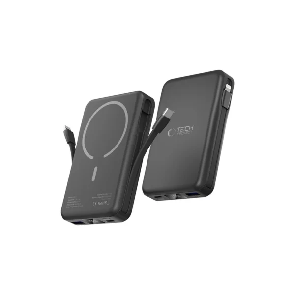 Tech-Protect LifeMag PB31 Power Bank with MagSafe 10000mAh 15W USB-C / USB-A / Built-in USB-C / Lightning Cables - Blackeng