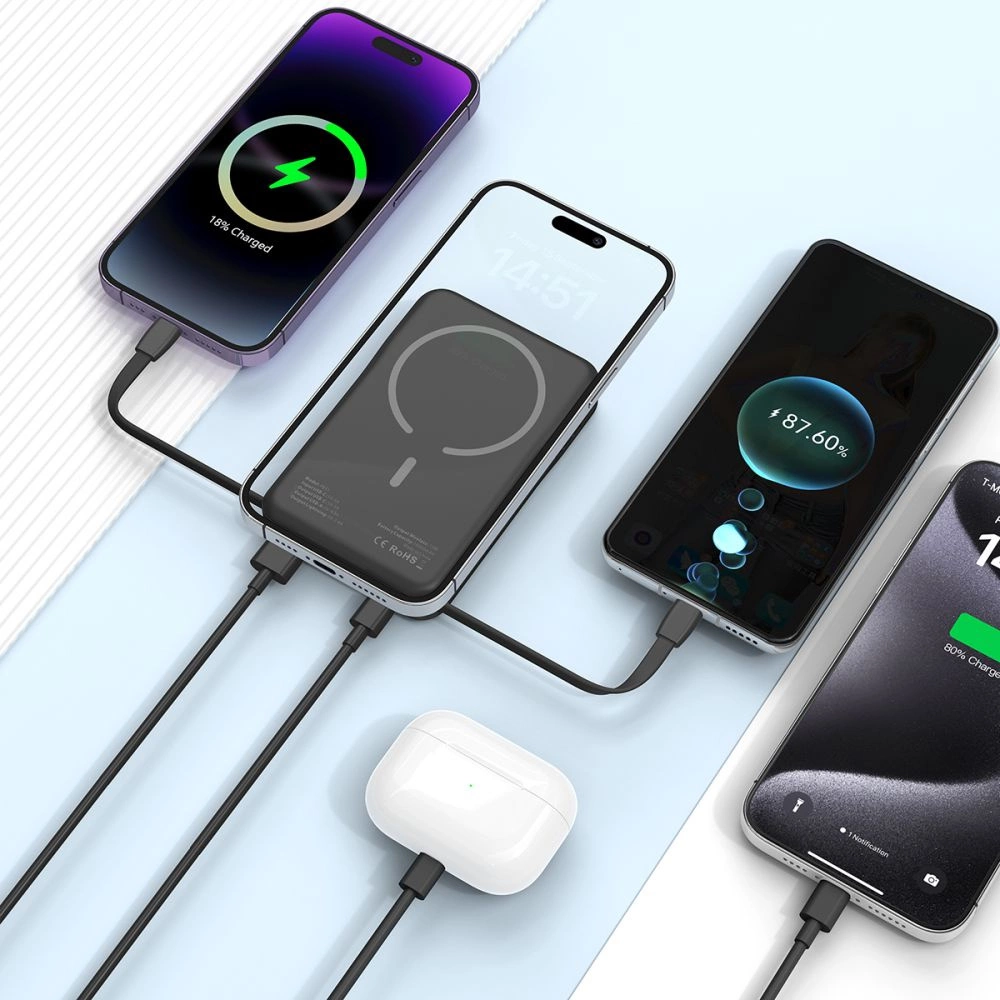 Tech-Protect LifeMag PB31 Power Bank with MagSafe 10000mAh 15W USB-C / USB-A / Built-in USB-C / Lightning Cables - Blackeng