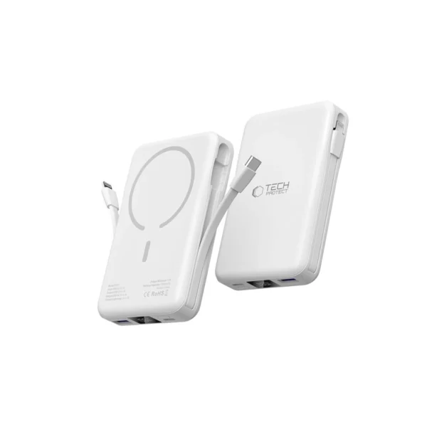 Tech-Protect LifeMag PB31 Power Bank with MagSafe 10000mAh 15W USB-C / USB-A / Built-in USB-C / Lightning Cables - Whiteeng