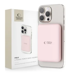 Tech-Protect LifeMag PB10 Powerbank with MagSafe 5000mAh 15W USB-C port - pink + USB-C cableeng
