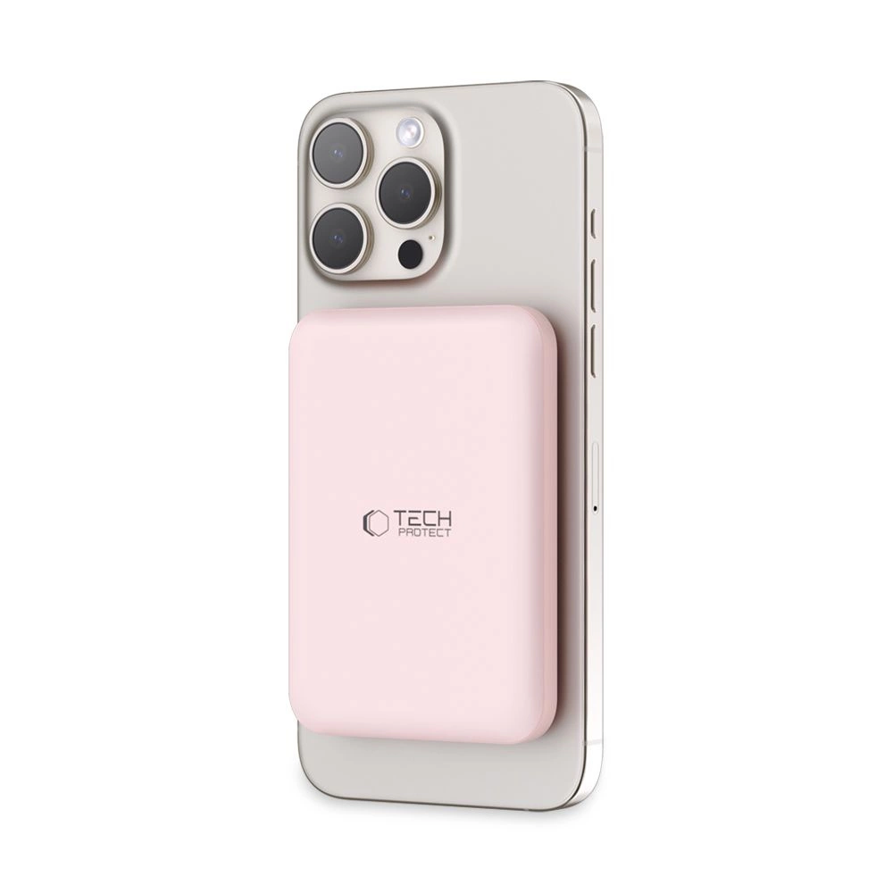 Tech-Protect LifeMag PB10 Powerbank with MagSafe 5000mAh 15W USB-C port - pink + USB-C cableeng