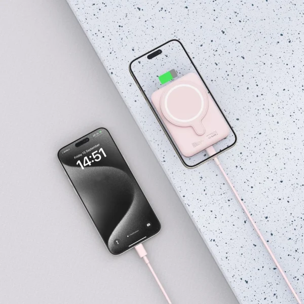 Tech-Protect LifeMag PB10 Powerbank with MagSafe 5000mAh 15W USB-C port - pink + USB-C cableeng