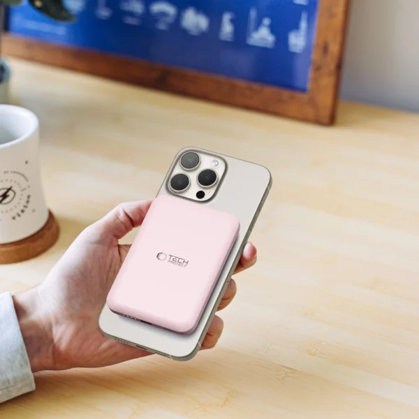 Tech-Protect LifeMag PB10 Powerbank with MagSafe 5000mAh 15W USB-C port - pink + USB-C cableeng