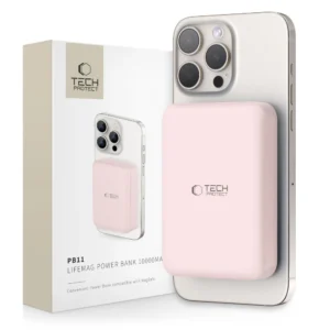 Tech-Protect LifeMag PB11 Powerbank with MagSafe 10000mAh 15W USB-C port - pink + USB-C cableeng