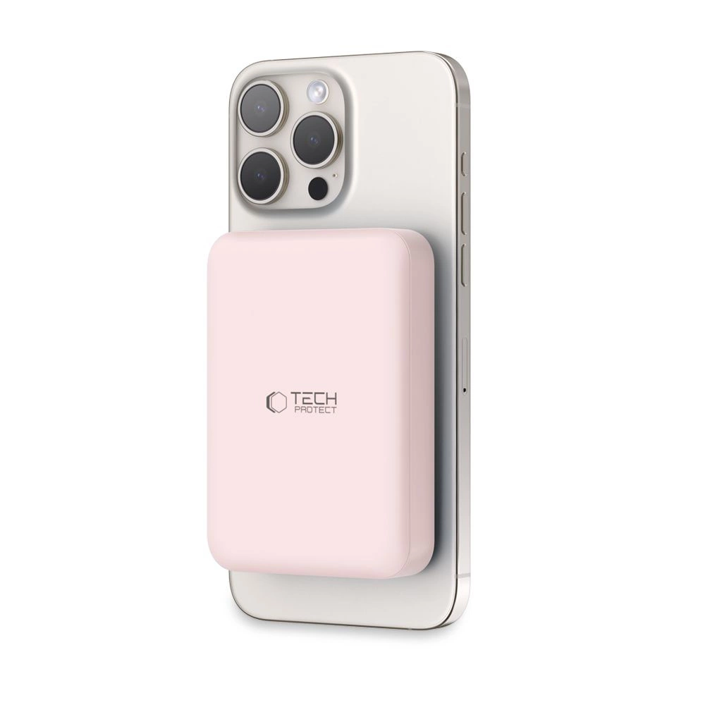 Tech-Protect LifeMag PB11 Powerbank with MagSafe 10000mAh 15W USB-C port - pink + USB-C cableeng