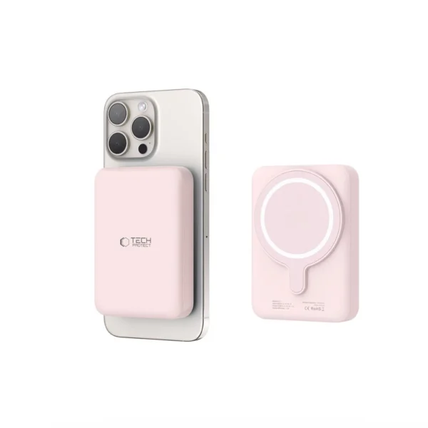 Tech-Protect LifeMag PB11 Powerbank with MagSafe 10000mAh 15W USB-C port - pink + USB-C cableeng