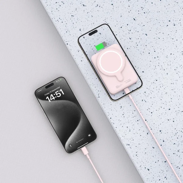 Tech-Protect LifeMag PB11 Powerbank with MagSafe 10000mAh 15W USB-C port - pink + USB-C cableeng
