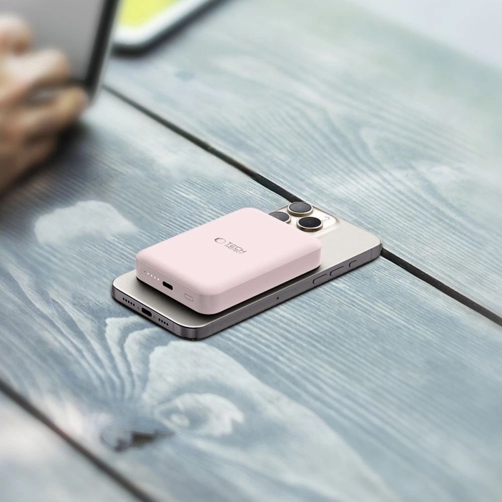 Tech-Protect LifeMag PB11 Powerbank with MagSafe 10000mAh 15W USB-C port - pink + USB-C cableeng
