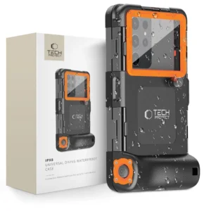 Tech-Protect Waterproof Case IPX8 for 4.7-6.7" Smartphones - Black and Orangeeng