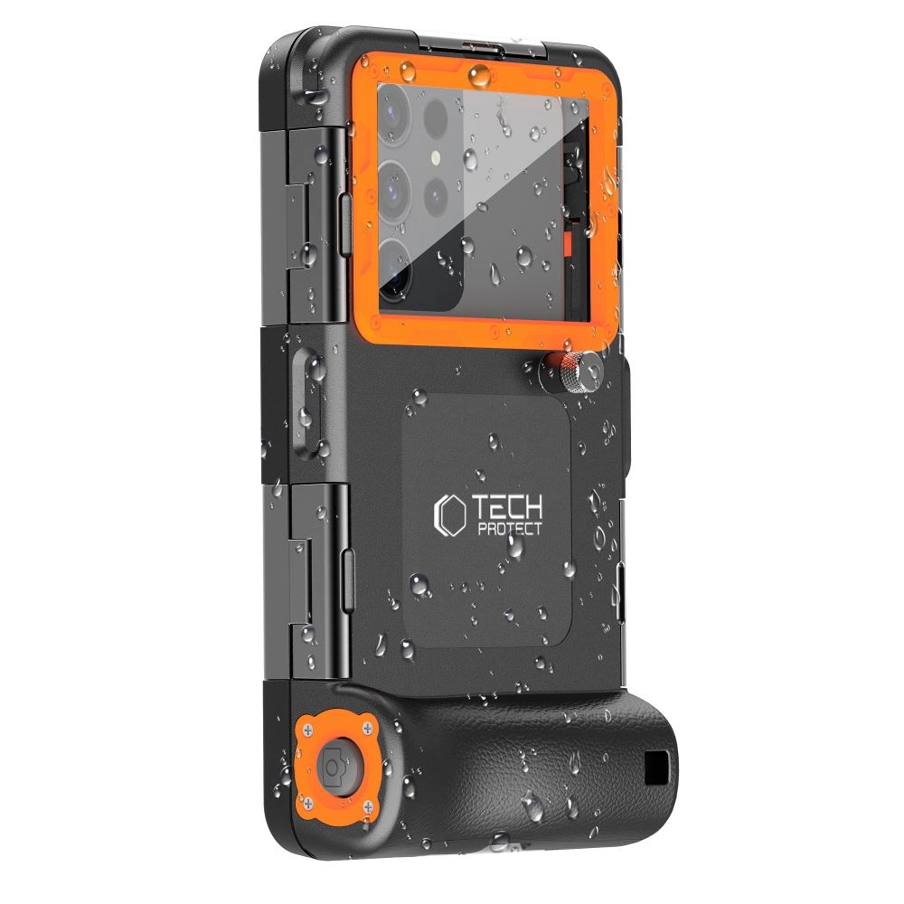 Tech-Protect Waterproof Case IPX8 for 4.7-6.7" Smartphones - Black and Orangeeng