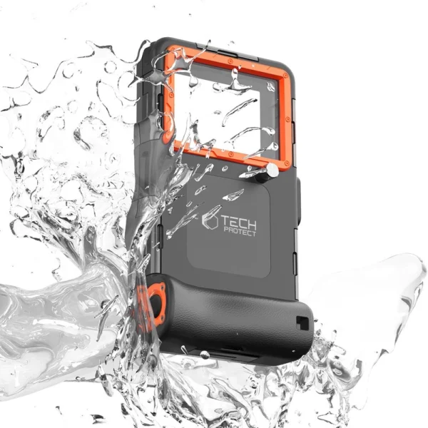 Tech-Protect Waterproof Case IPX8 for 4.7-6.7" Smartphones - Black and Orangeeng