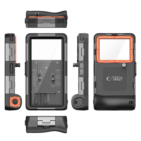 Tech-Protect Waterproof Case IPX8 for 4.7-6.7" Smartphones - Black and Orangeeng
