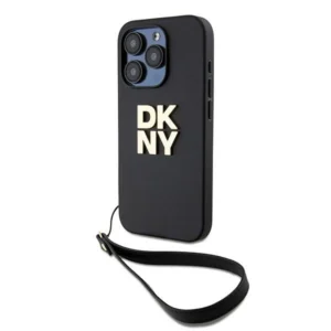 DKNY Wrist Strap Stock Logo case for iPhone 15 Pro - blackeng