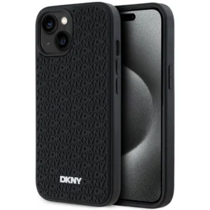 DKNY 3D Rubber Repeat Pattern case for iPhone 15 Plus - blackeng