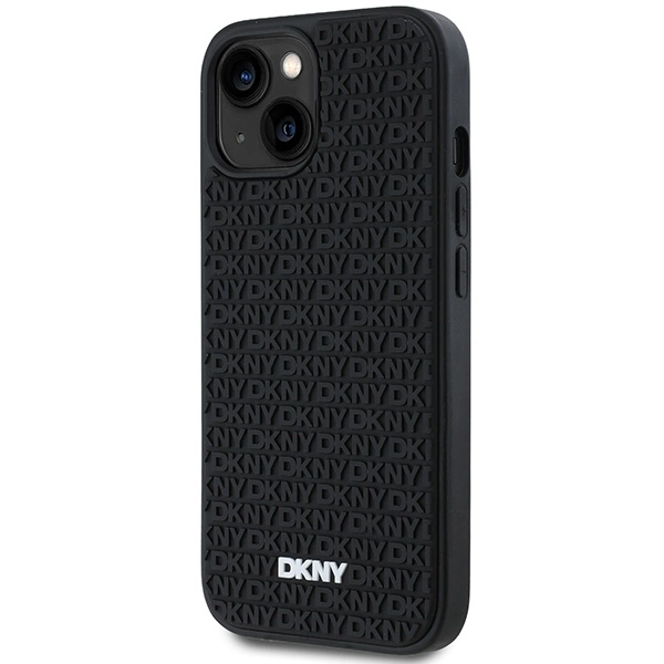 DKNY 3D Rubber Repeat Pattern case for iPhone 15 Plus - blackeng