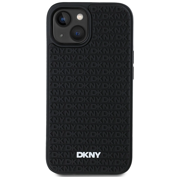 DKNY 3D Rubber Repeat Pattern case for iPhone 15 Plus - blackeng