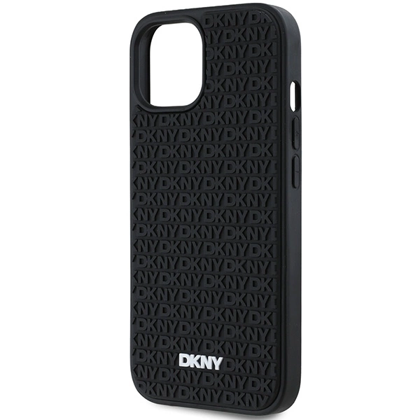 DKNY 3D Rubber Repeat Pattern case for iPhone 15 Plus - blackeng