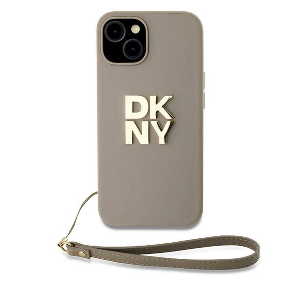 DKNY Wrist Strap Stock Logo case for iPhone 15 Plus - beigeeng