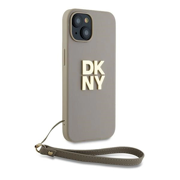 DKNY Wrist Strap Stock Logo case for iPhone 15 Plus - beigeeng