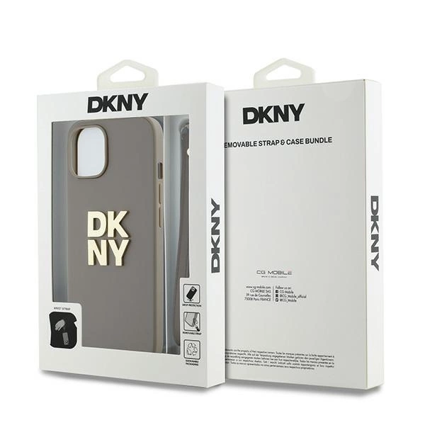 DKNY Wrist Strap Stock Logo case for iPhone 15 Plus - beigeeng