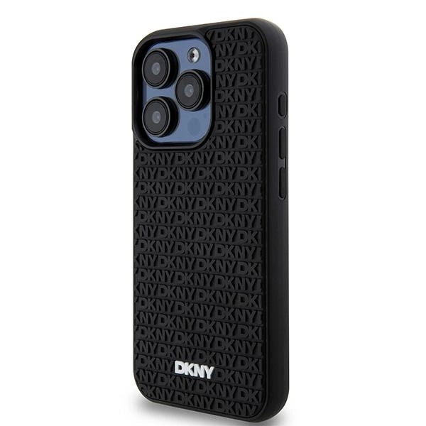 DKNY 3D Rubber Repeat Pattern case for iPhone 15 Pro Max - blackeng