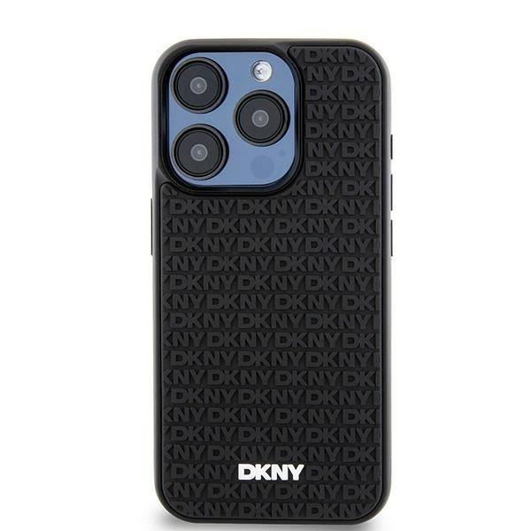 DKNY 3D Rubber Repeat Pattern case for iPhone 15 Pro Max - blackeng