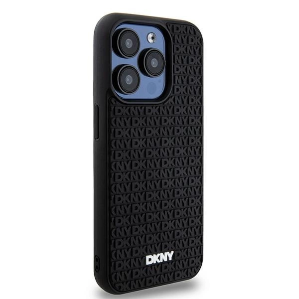 DKNY 3D Rubber Repeat Pattern case for iPhone 15 Pro Max - blackeng