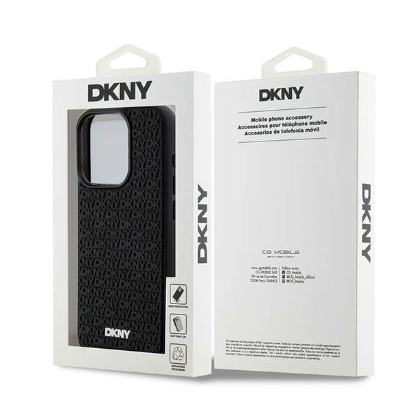 DKNY 3D Rubber Repeat Pattern case for iPhone 15 Pro Max - blackeng