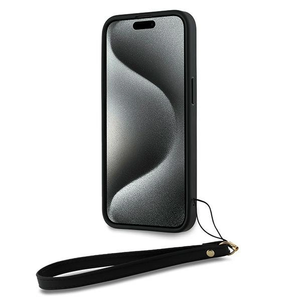 DKNY Wrist Strap Stock Logo case for iPhone 15 Pro Max - blackeng