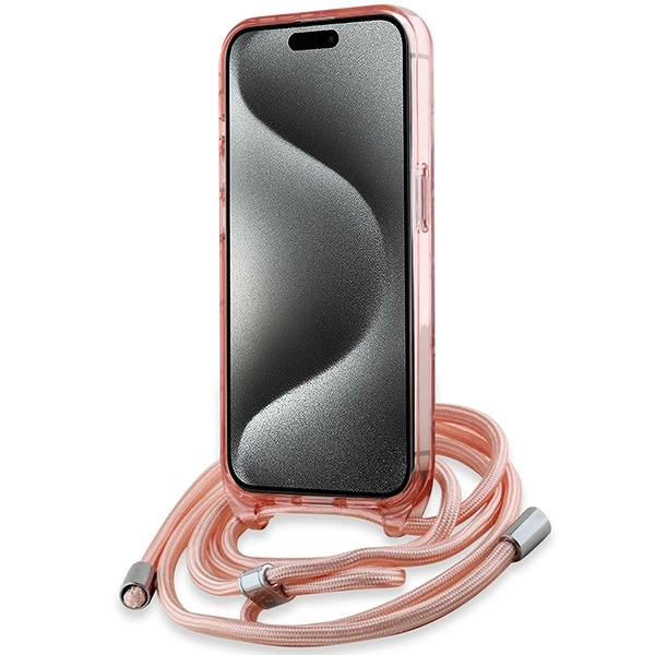 Karl Lagerfeld IML Crossbody Monogram Karl & Choupette Head MagSafe case for iPhone 15 Pro - pinkeng