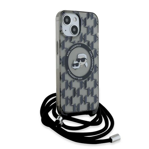 Karl Lagerfeld IML Crossbody Monogram Karl & Choupette Head MagSafe Case for iPhone 15 / 14 / 13 - Blackeng