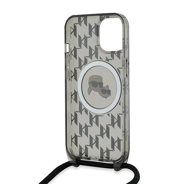 Karl Lagerfeld IML Crossbody Monogram Karl & Choupette Head MagSafe Case for iPhone 15 / 14 / 13 - Blackeng