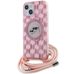 Karl Lagerfeld IML Crossbody Monogram Karl & Choupette Head MagSafe case for iPhone 15 / 14 / 13 - pinkeng