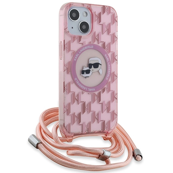 Karl Lagerfeld IML Crossbody Monogram Karl & Choupette Head MagSafe case for iPhone 15 / 14 / 13 - pinkeng