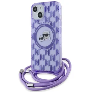 Karl Lagerfeld IML Crossbody Monogram Karl & Choupette Head MagSafe case for iPhone 15 / 14 / 13 - purpleeng