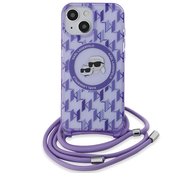 Karl Lagerfeld IML Crossbody Monogram Karl & Choupette Head MagSafe case for iPhone 15 / 14 / 13 - purpleeng