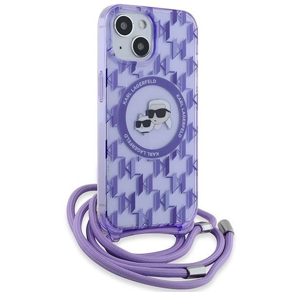 Karl Lagerfeld IML Crossbody Monogram Karl & Choupette Head MagSafe case for iPhone 15 / 14 / 13 - purpleeng