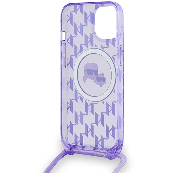 Karl Lagerfeld IML Crossbody Monogram Karl & Choupette Head MagSafe case for iPhone 15 / 14 / 13 - purpleeng