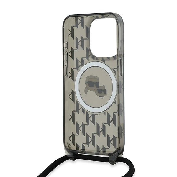 Karl Lagerfeld IML Crossbody Monogram Karl & Choupette Head MagSafe Case for iPhone 15 Pro Max - Blackeng