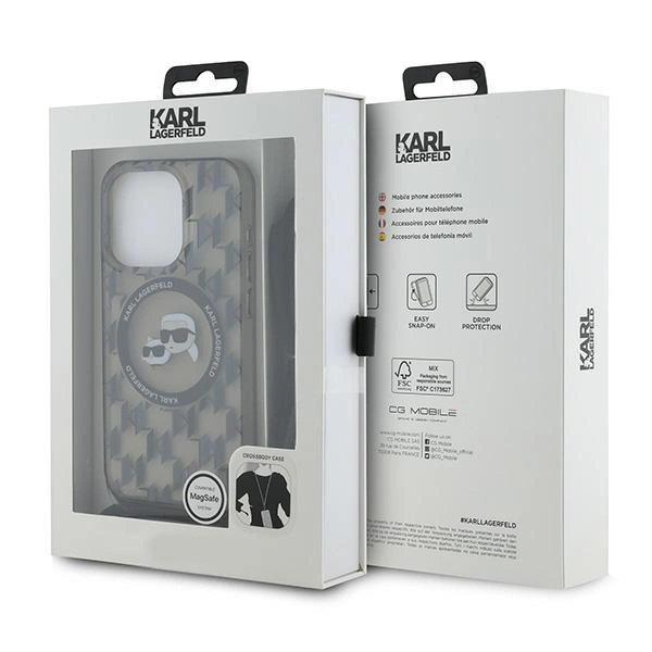 Karl Lagerfeld IML Crossbody Monogram Karl & Choupette Head MagSafe Case for iPhone 15 Pro Max - Blackeng