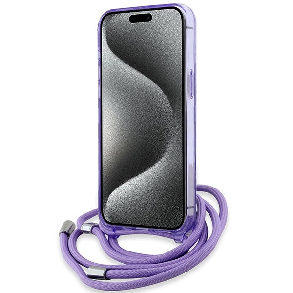 Karl Lagerfeld IML Crossbody Monogram Karl & Choupette Head MagSafe Case for iPhone 15 Pro Max - Purpleeng