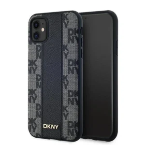 DKNY Leather Checkered Mono Pattern MagSafe Case for iPhone 11 / Xr - Blackeng
