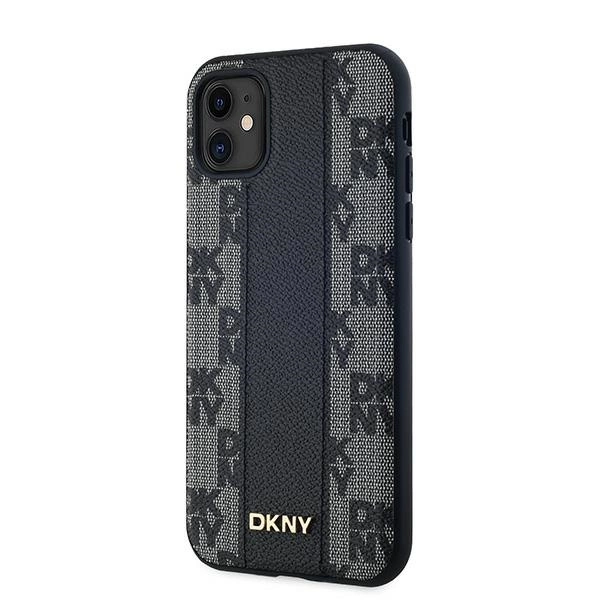 DKNY Leather Checkered Mono Pattern MagSafe Case for iPhone 11 / Xr - Blackeng